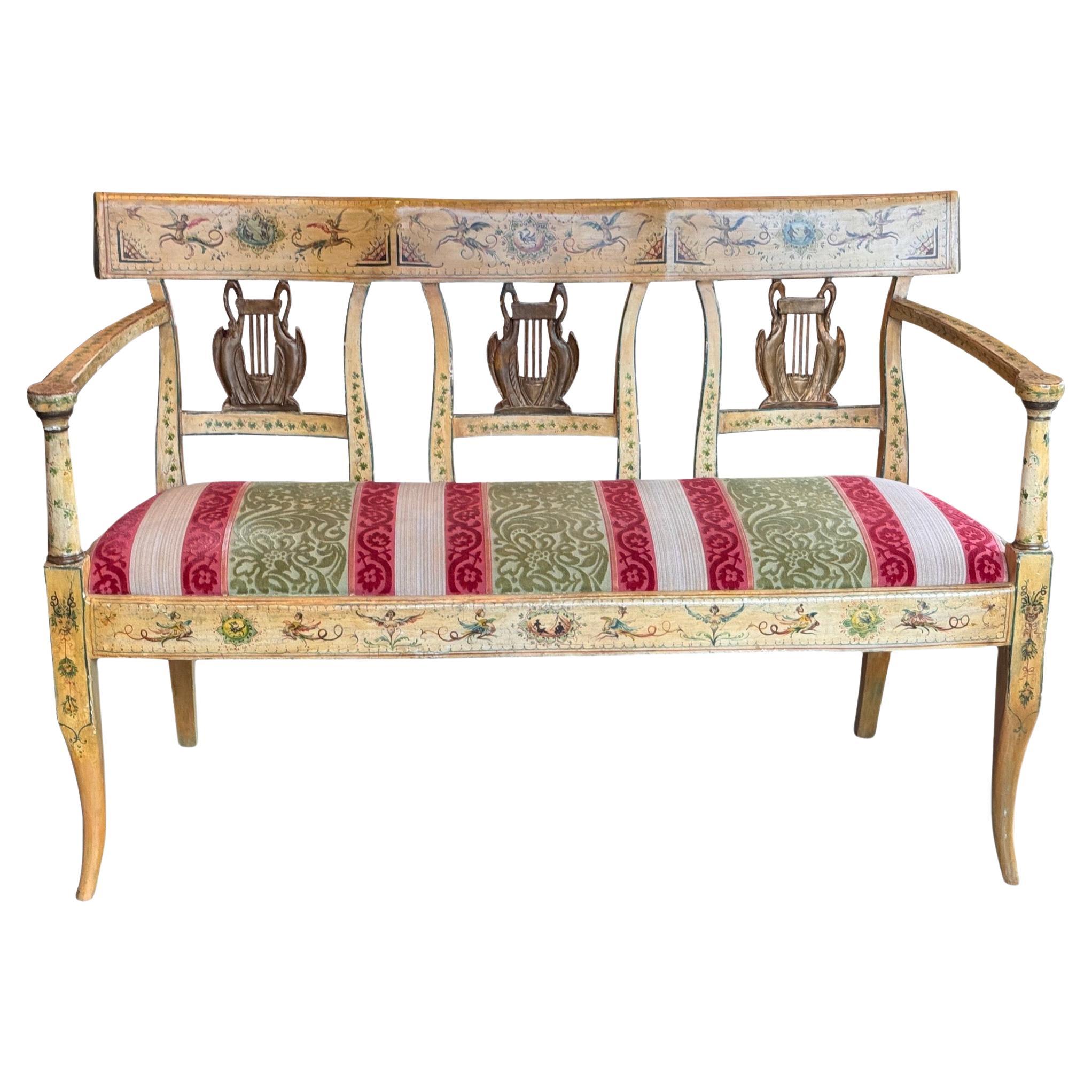 19th Century Painted Settee For Sale