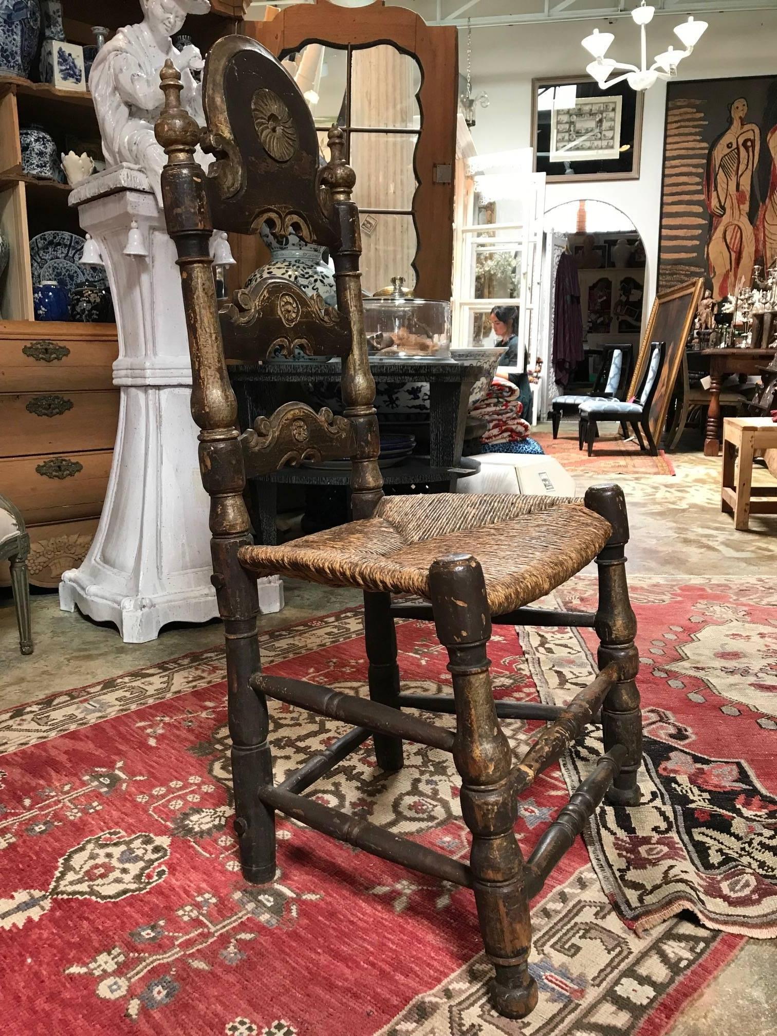 19th Century Painted Spanish Baroque Side Chairs, Set of Four For Sale 5