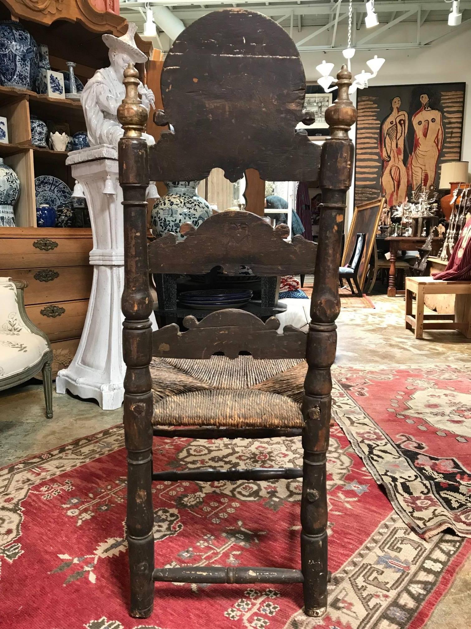 Set di quattro sedie barocche spagnole dipinte del XIX secolo in vendita 6
