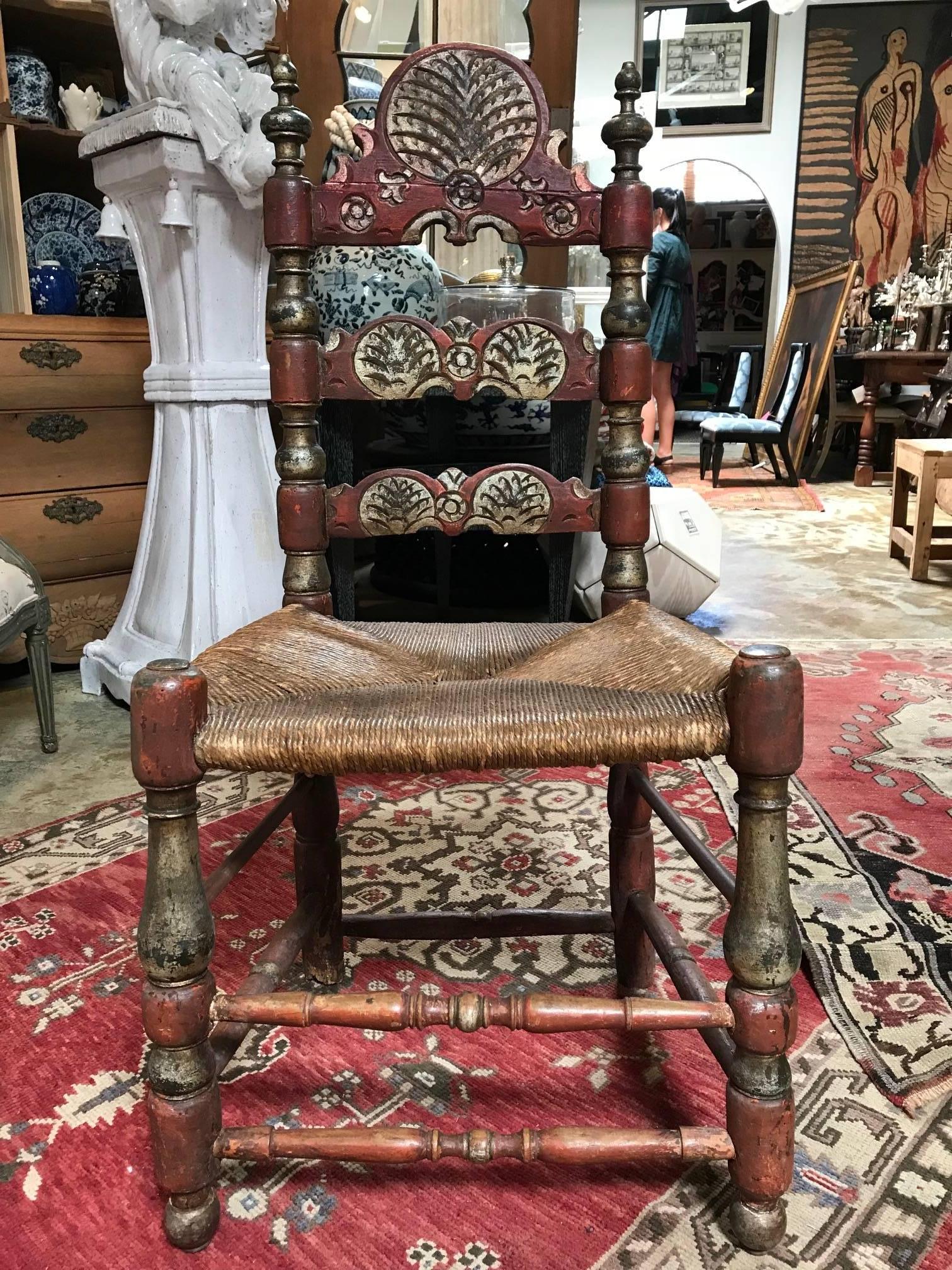 19th Century Painted Spanish Baroque Side Chairs, Set of Four For Sale 8