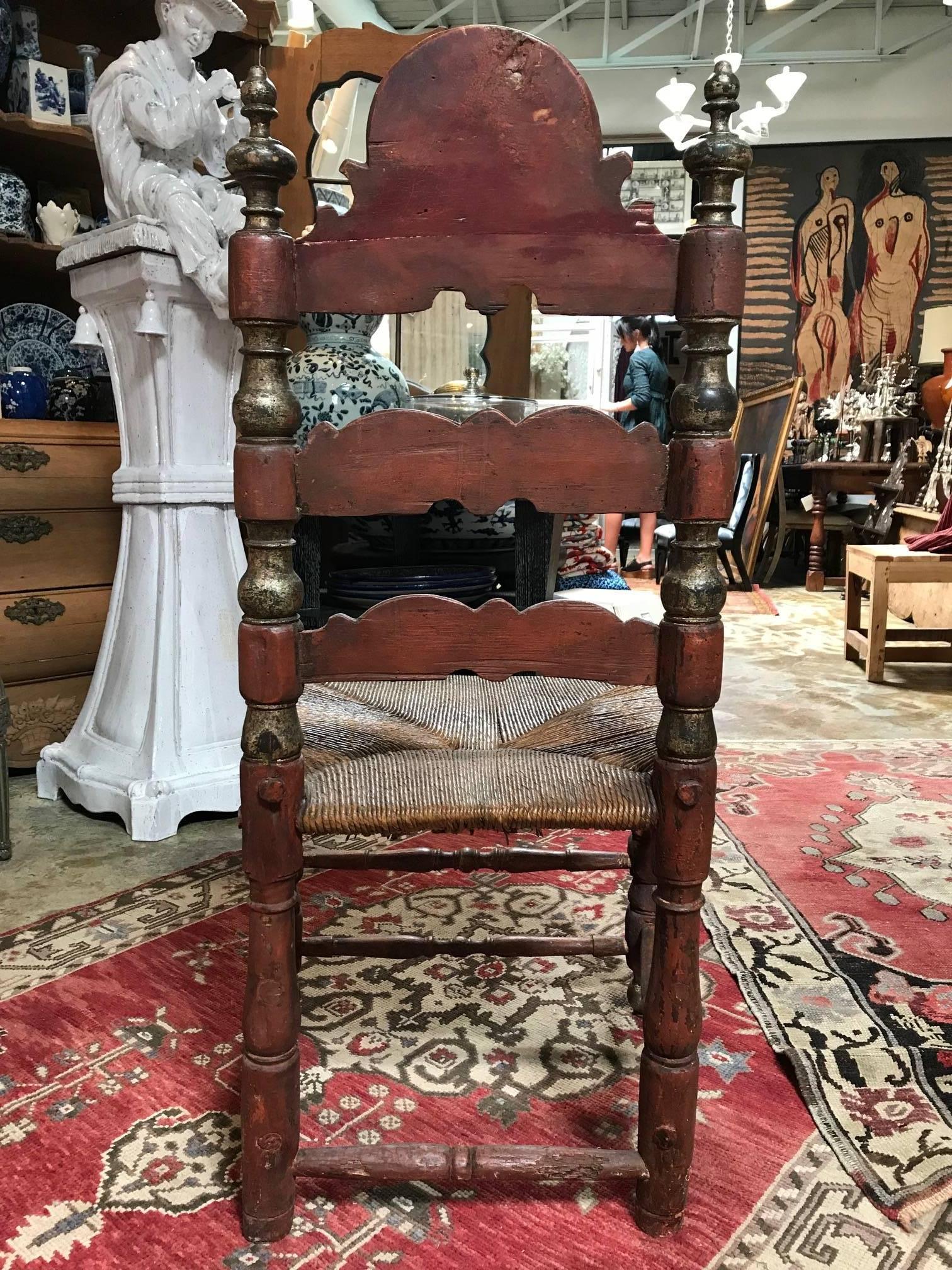 Set di quattro sedie barocche spagnole dipinte del XIX secolo in vendita 10