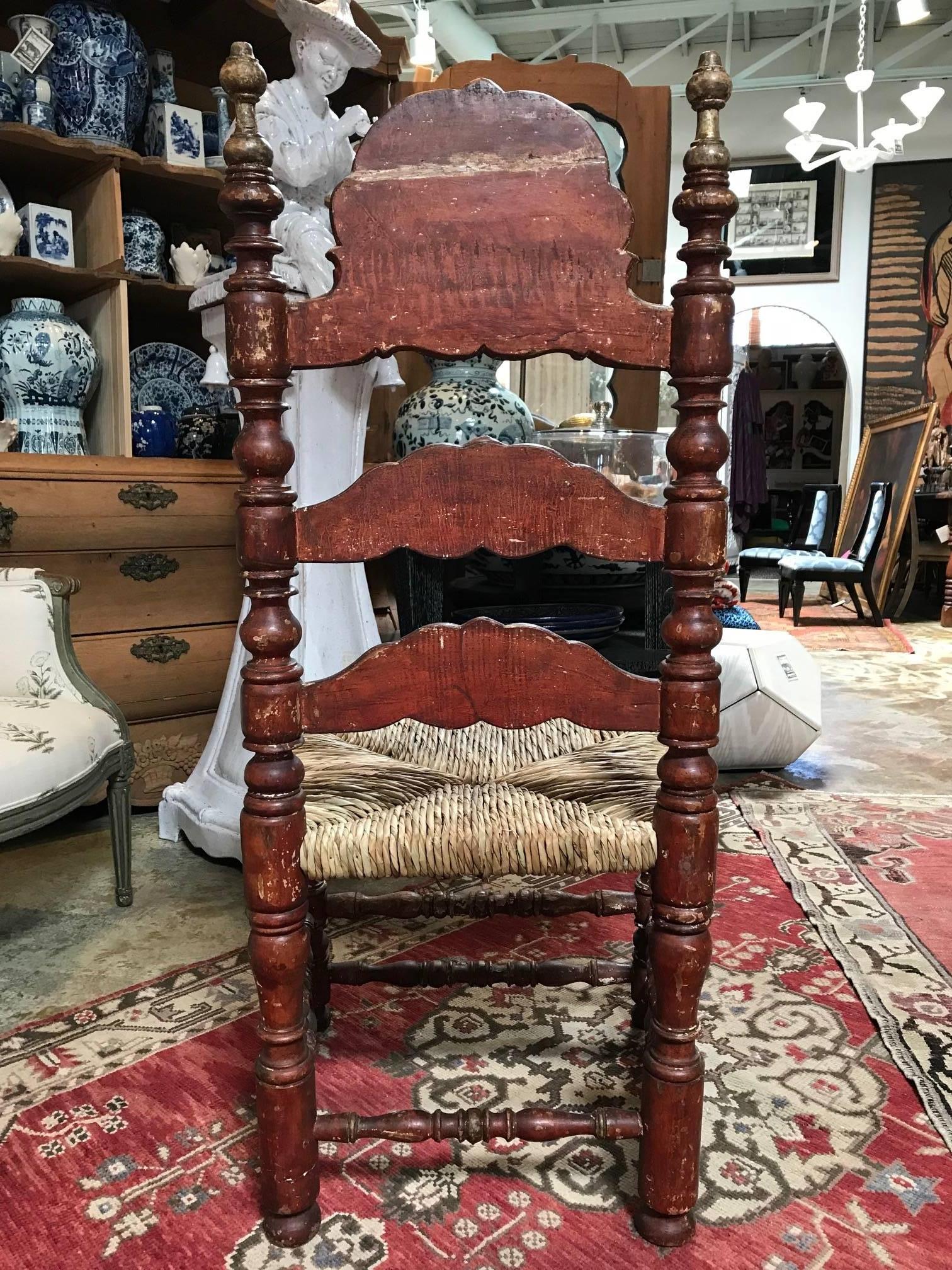 Turned 19th Century Painted Spanish Baroque Side Chairs, Set of Four For Sale