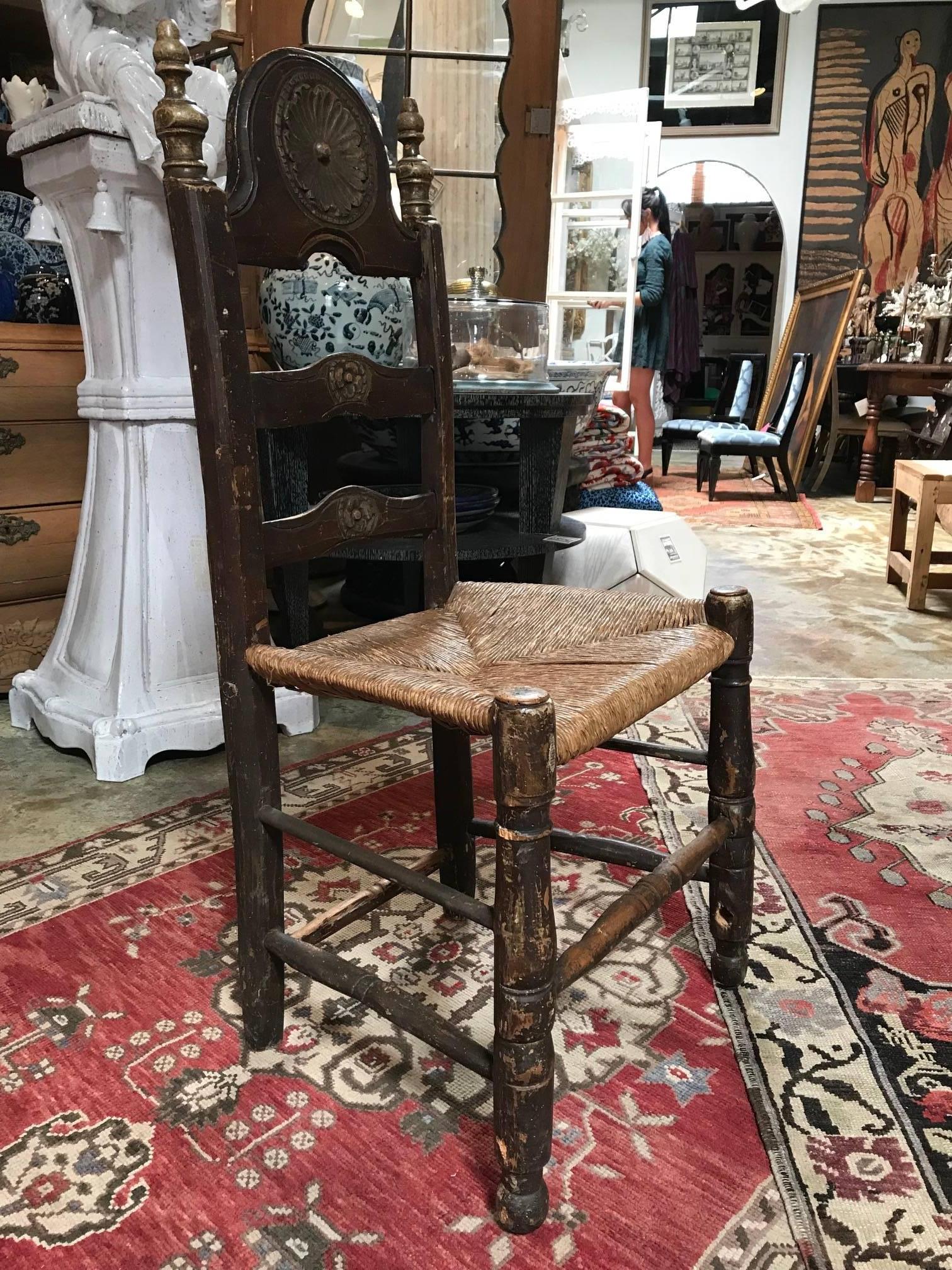 19th Century Painted Spanish Baroque Side Chairs, Set of Four For Sale 1