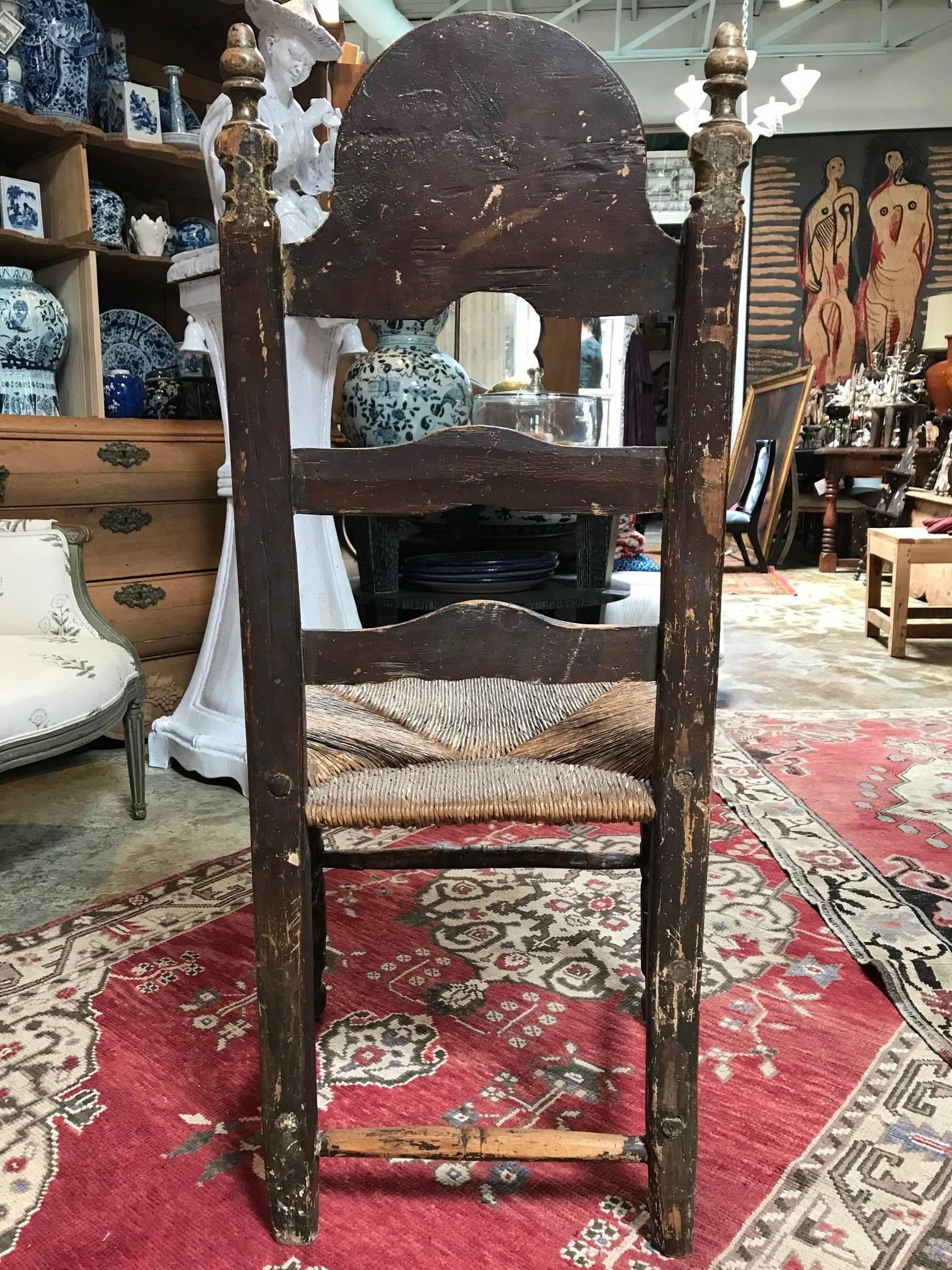 19th Century Painted Spanish Baroque Side Chairs, Set of Four For Sale 3