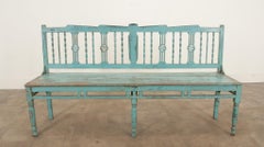 19th Century Painted Spindle Back Bench