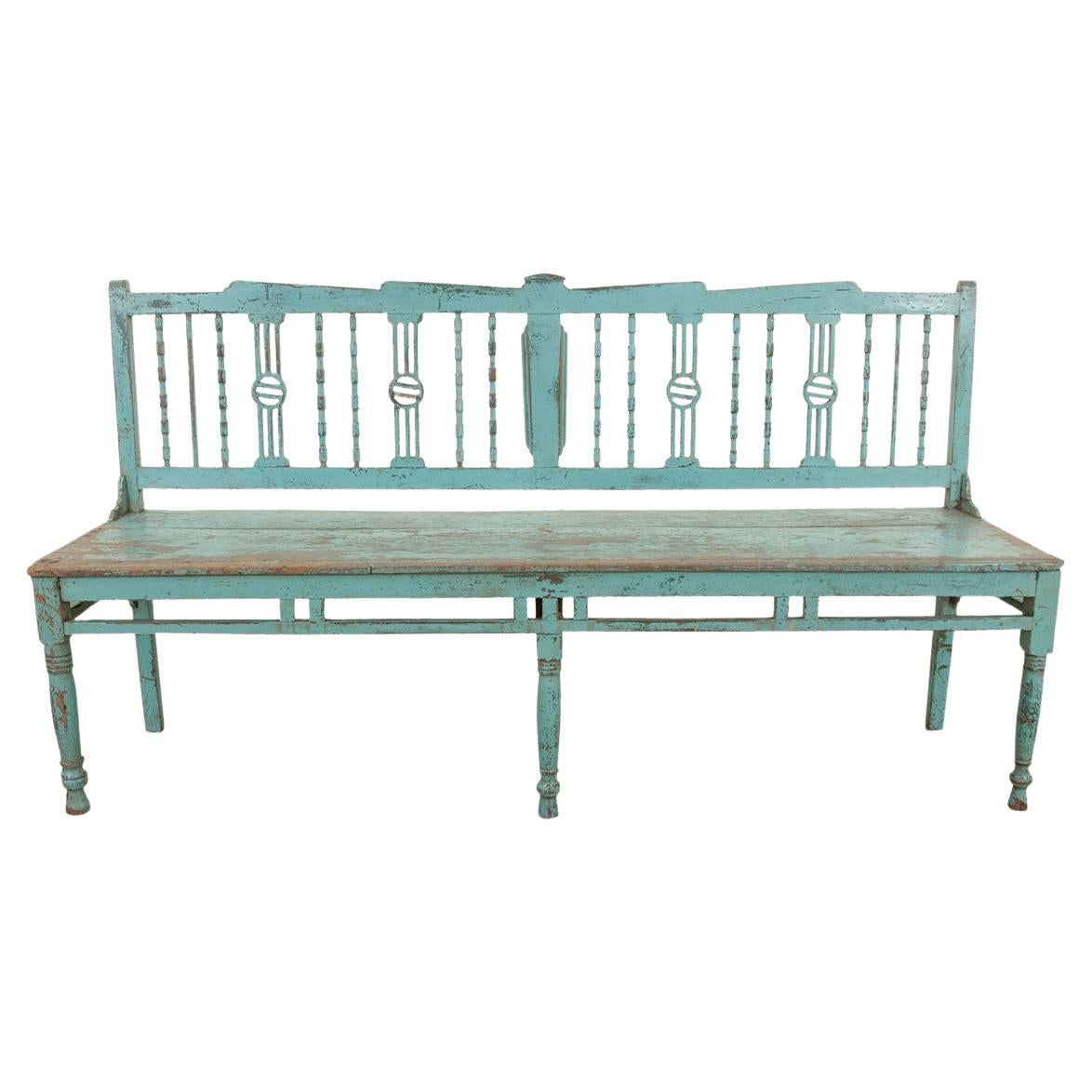 19th Century Painted Spindle Back Bench