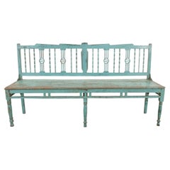 Antique 19th Century Painted Spindle Back Bench