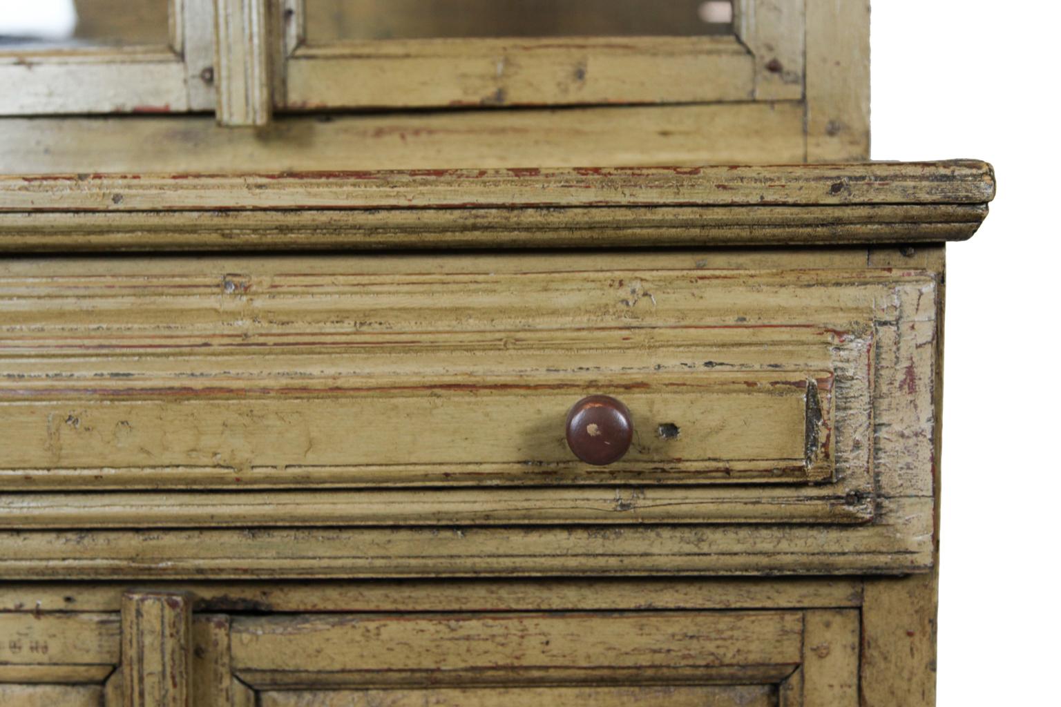 Romanian 19th Century Painted Step Back Cupboard