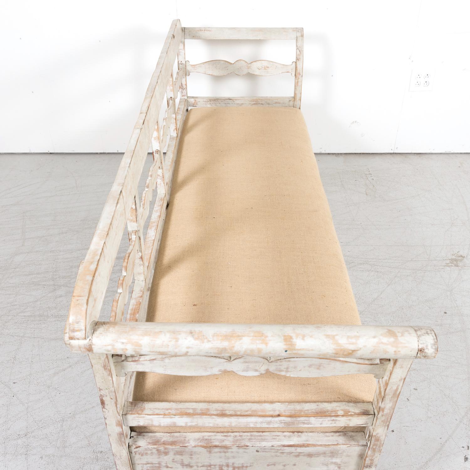 19th Century Painted Swedish Bench with Trundle Bed 5