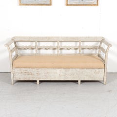 19th Century Painted Swedish Bench with Trundle Bed