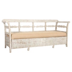 19th Century Painted Swedish Bench with Trundle Bed