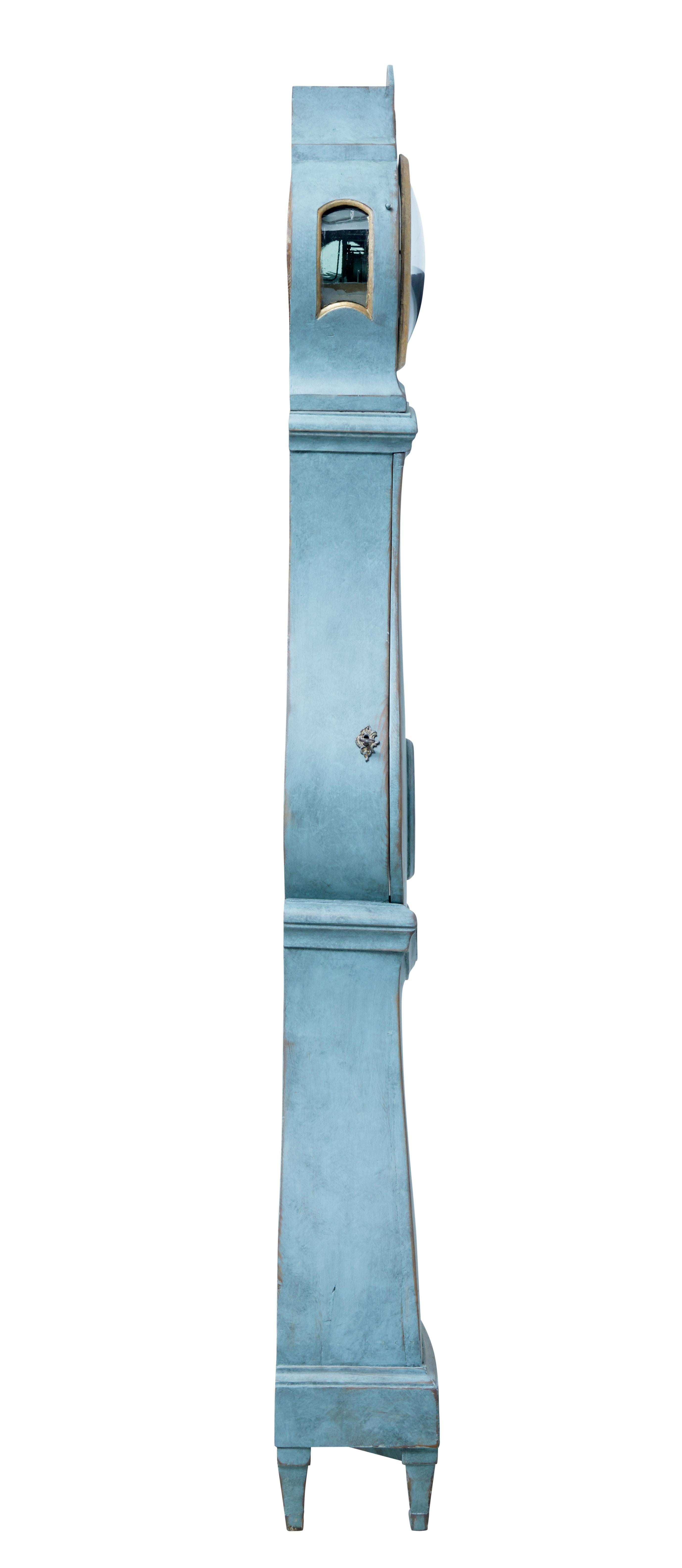 Gustavian 19th Century Painted Swedish Long Case Mora Clock