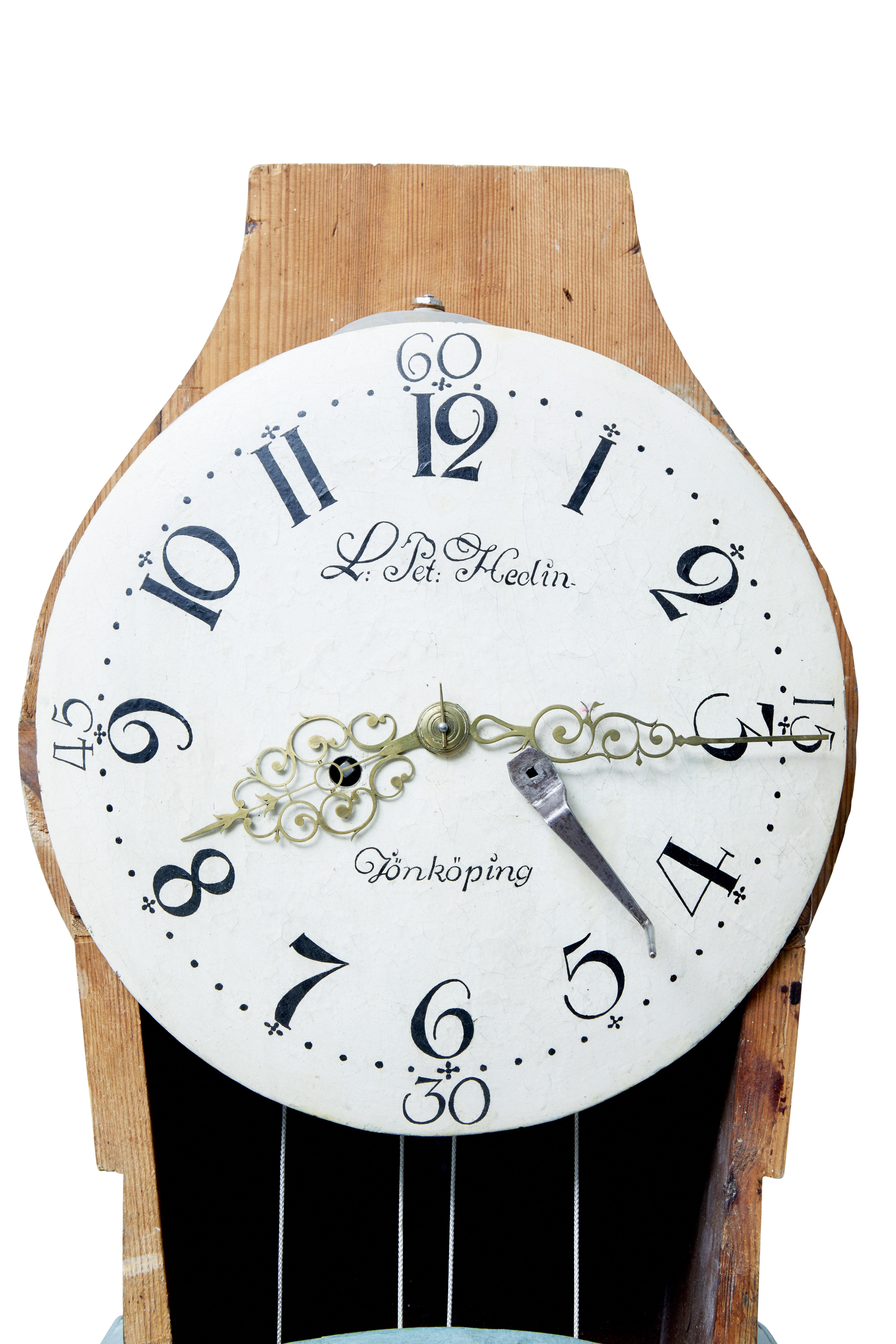 Pine 19th Century Painted Swedish Long Case Mora Clock