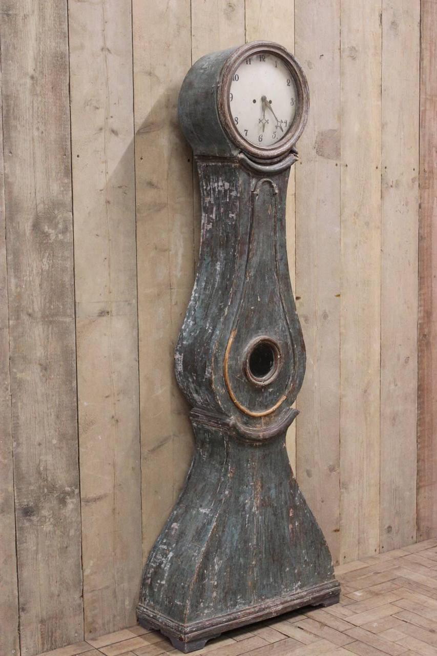 A 19th century painted Swedish Mora clock in the original paint.