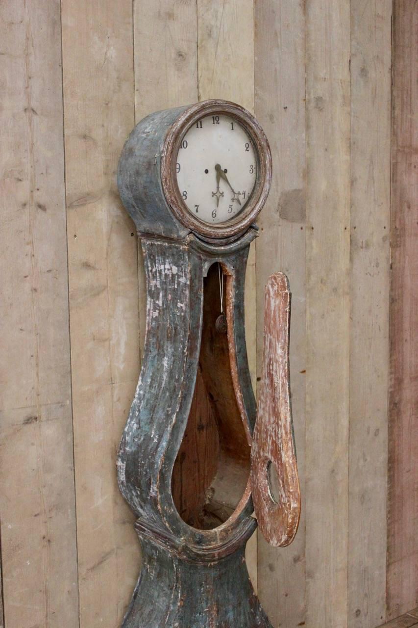 Wood 19th Century Painted Swedish Mora Clock For Sale