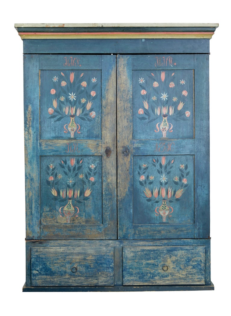 19th Century Painted Swedish Oak Wardrobe Cupboard at 1stDibs swedish