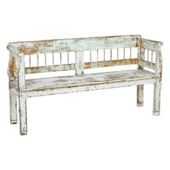 Antique 19th Century Painted Swedish Pine Bench