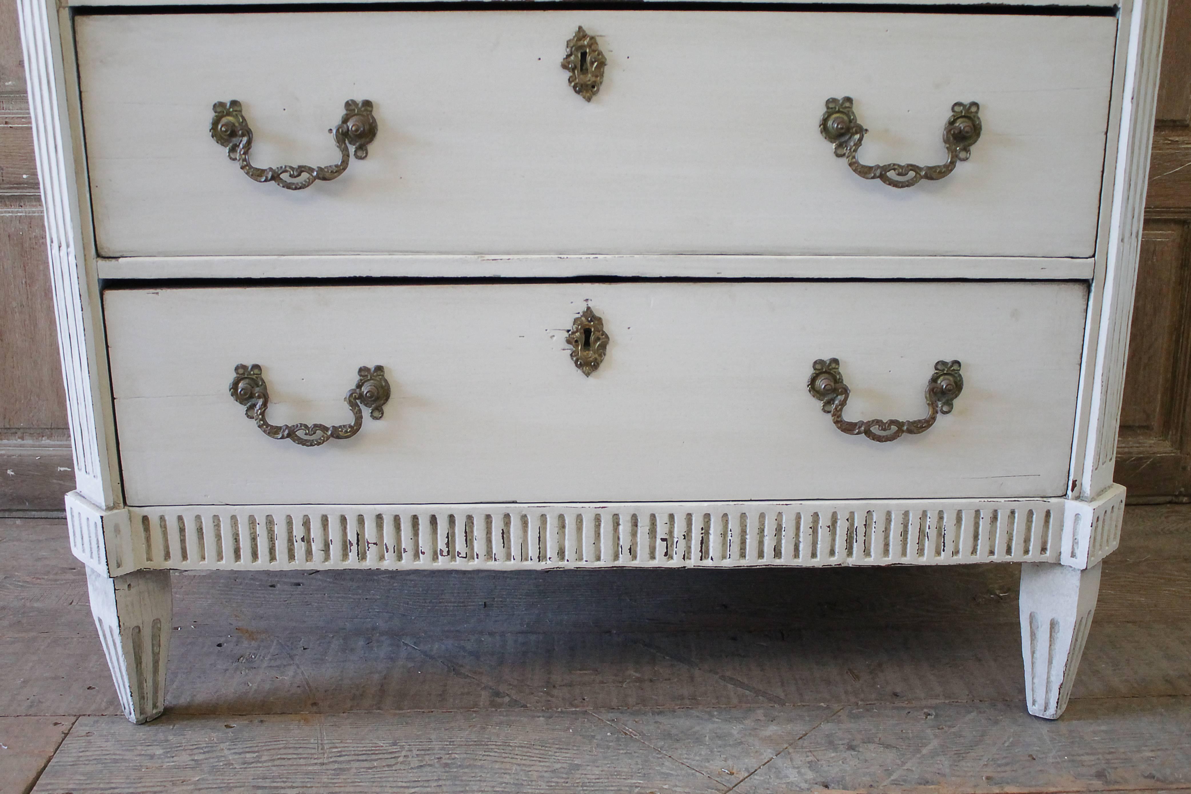 Wood 19th Century Painted Swedish Style Three-Drawer Commode