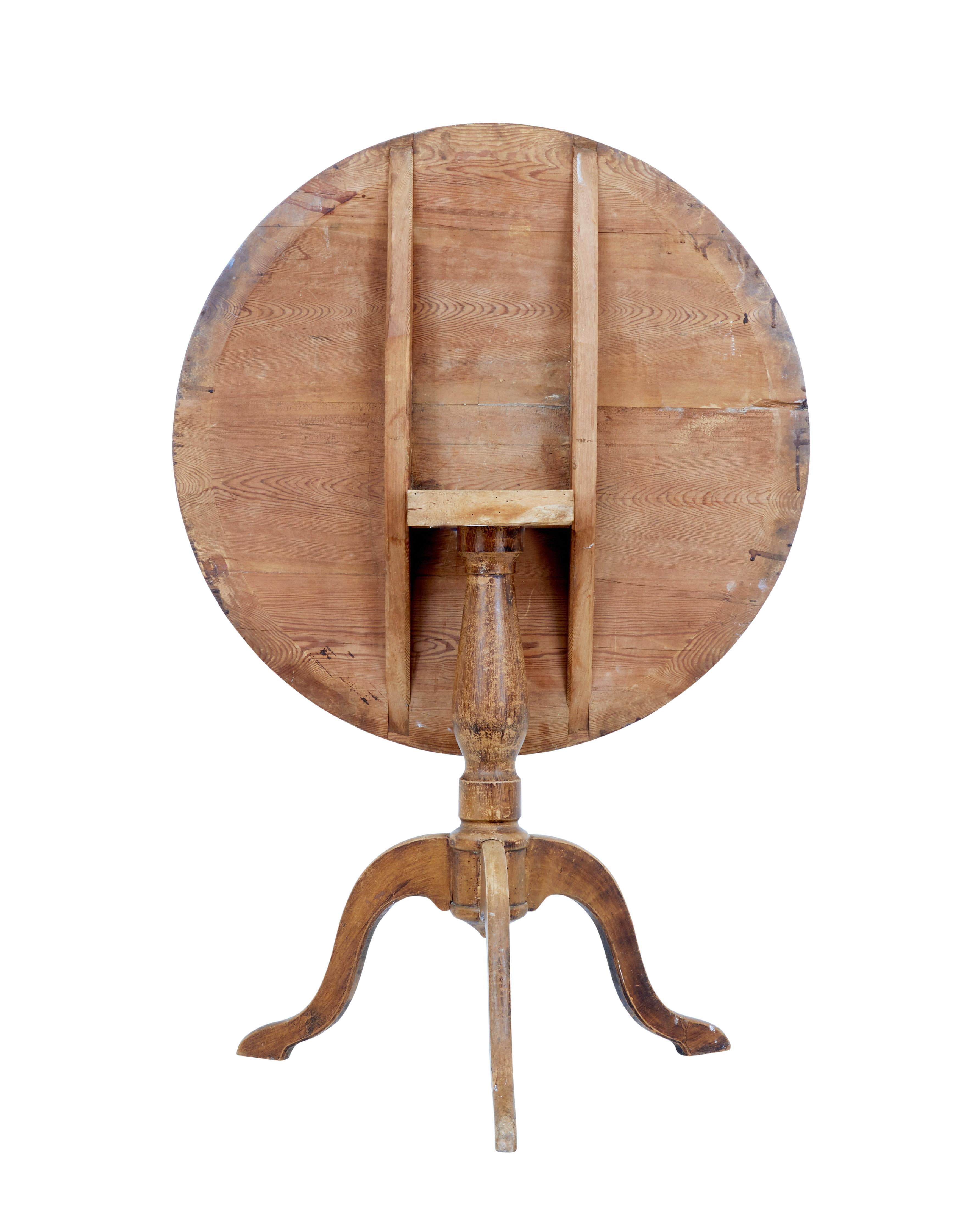 Rustic 19th Century Painted Swedish Tilt-Top Occasional Table