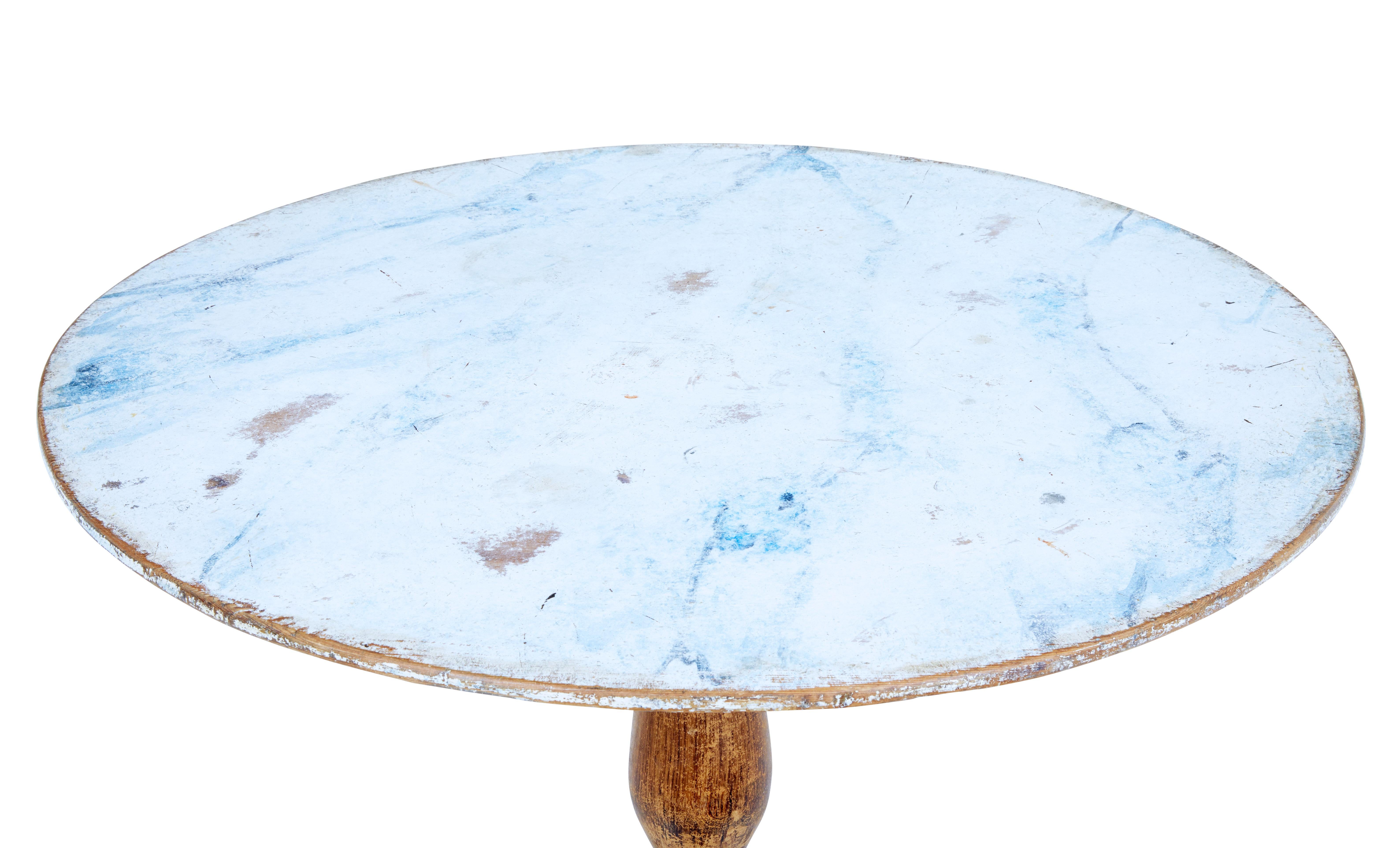 Hand-Painted 19th Century Painted Swedish Tilt-Top Occasional Table