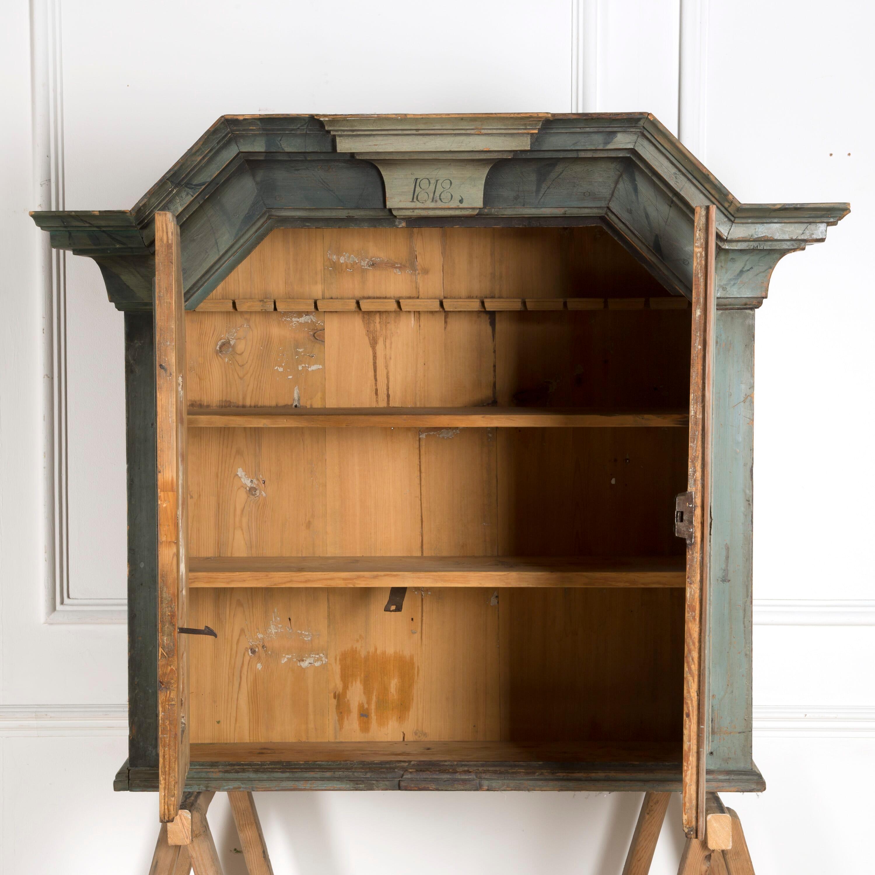 Wood 19th Century Painted Swedish Wall Cupboard