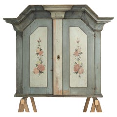Antique 19th Century Painted Swedish Wall Cupboard