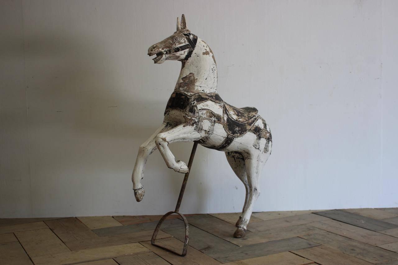 19th Century Painted Swedish Wooden Horse In Good Condition In Gloucestershire, GB