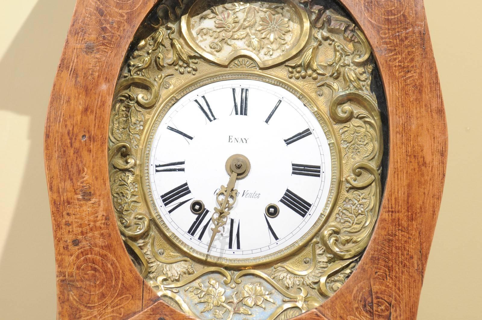 19th Century Painted Tall Case Clock from Normandy For Sale 3