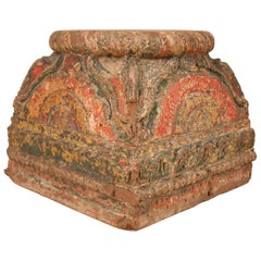 19th Century Painted Teak Wood Architectural Column Bases