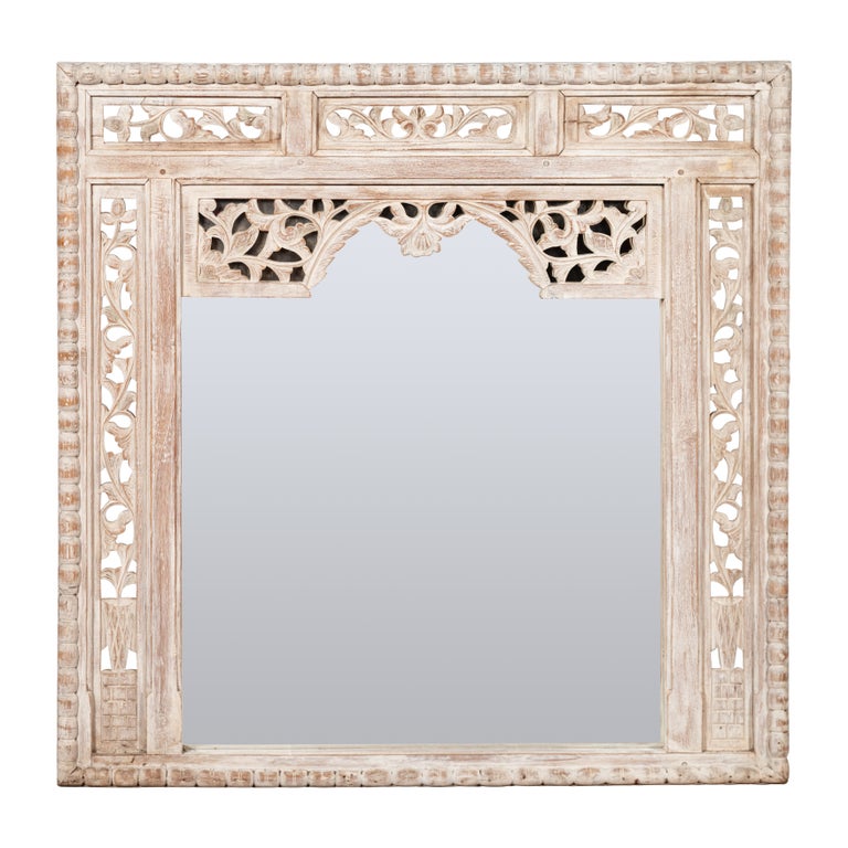 19th Century Painted Thai Mirror with Hand-Carved Scrolling Floral Décor  For Sale at 1stDibs thailand mirror