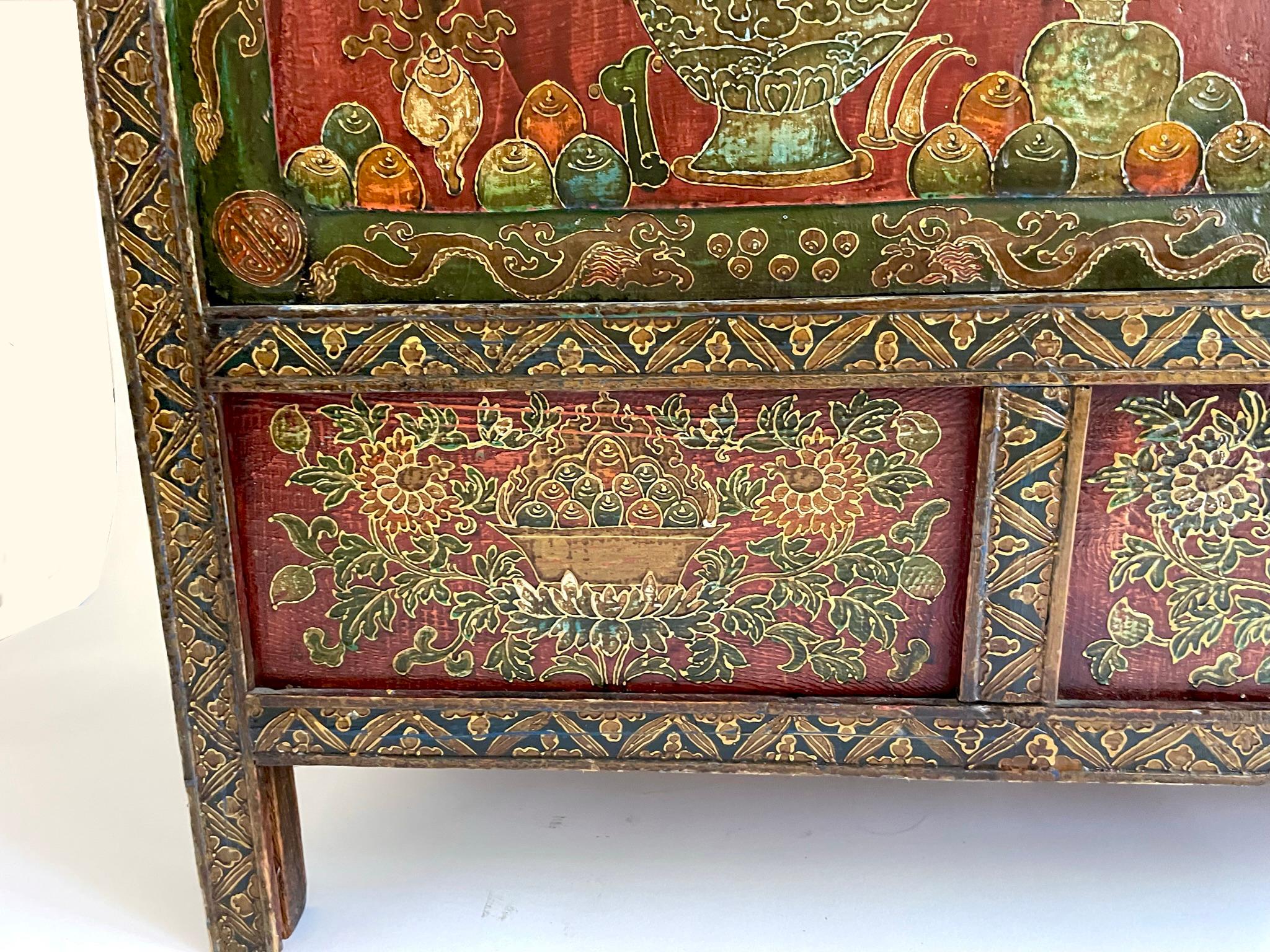 19th Century Painted Tibetan Cabinet For Sale 5
