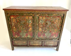 19th Century Painted Tibetan Cabinet