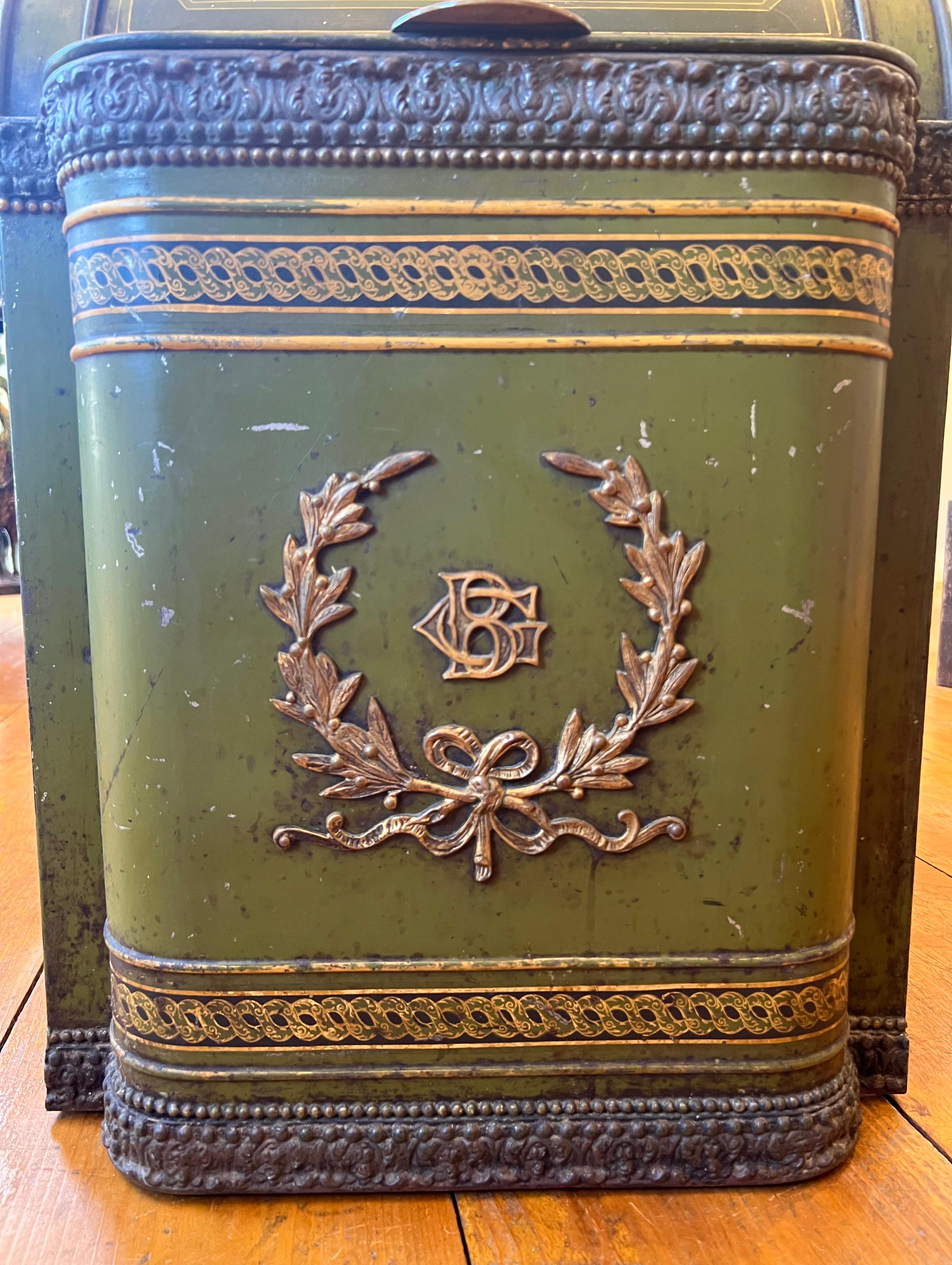 Art Nouveau 19th Century Painted Tin Coffee Bin Arabian Mocha