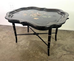 19th Century Painted Tray-Top Table with Floral Decoration