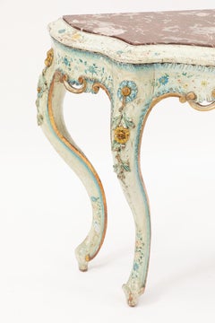 19th Century Painted Venetian Console with Marble Top