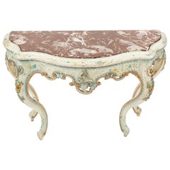 19th Century Painted Venetian Console with Marble Top