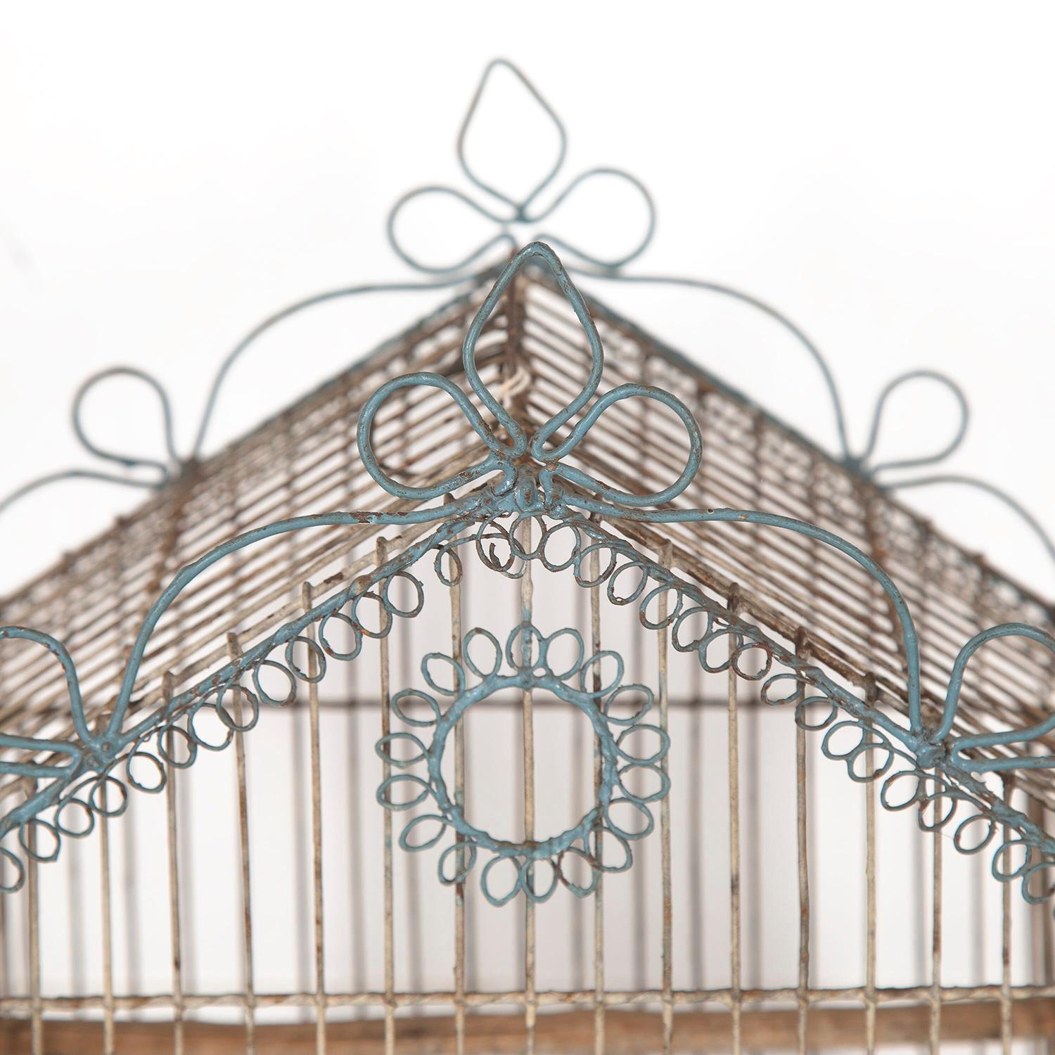 19th Century Painted Wire Bird Cage 1
