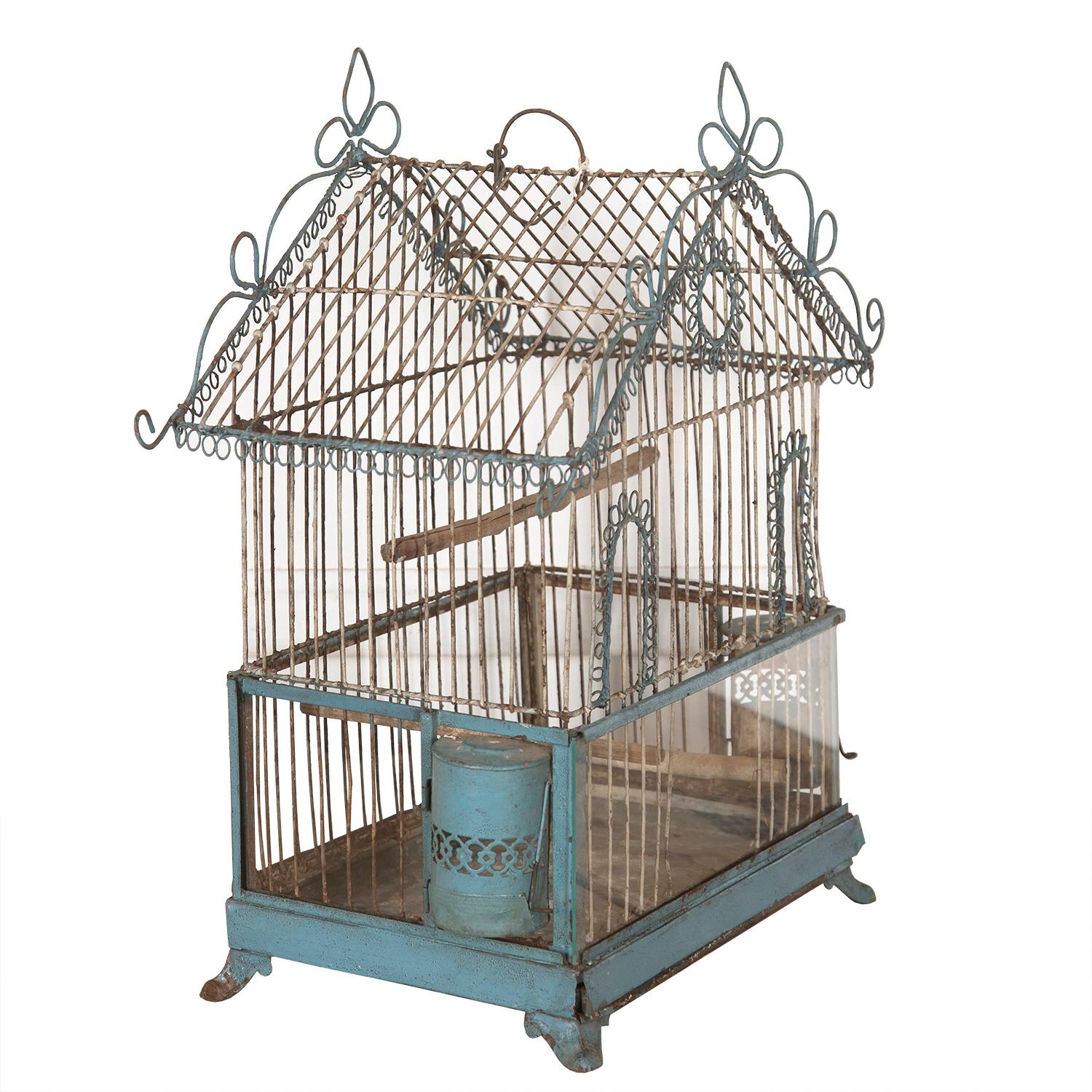 19th Century Painted Wire Bird Cage 2