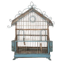 Antique 19th Century Painted Wire Bird Cage