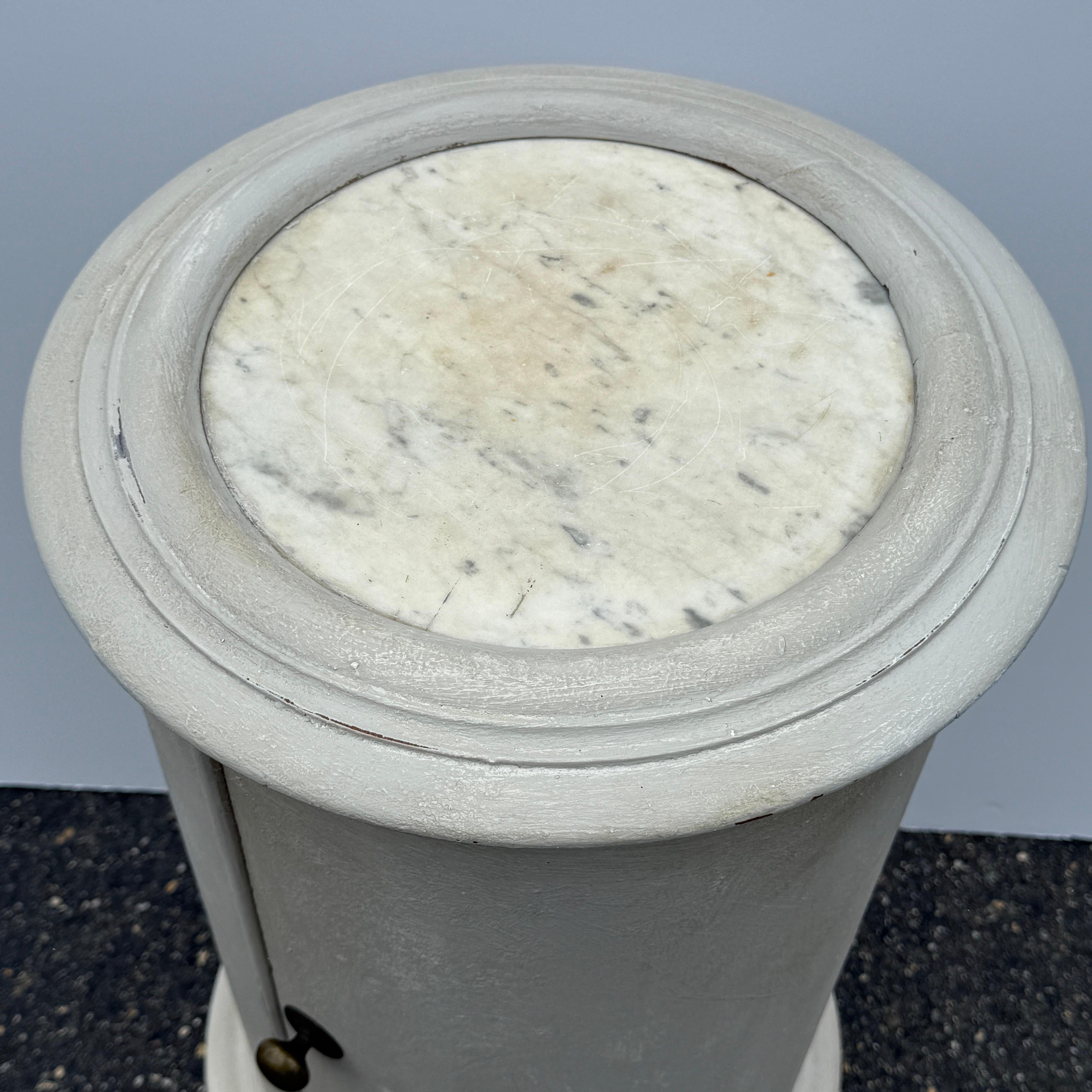 European 19th Century Painted Wood and Marble Pedestal Stand Gustavian Style For Sale
