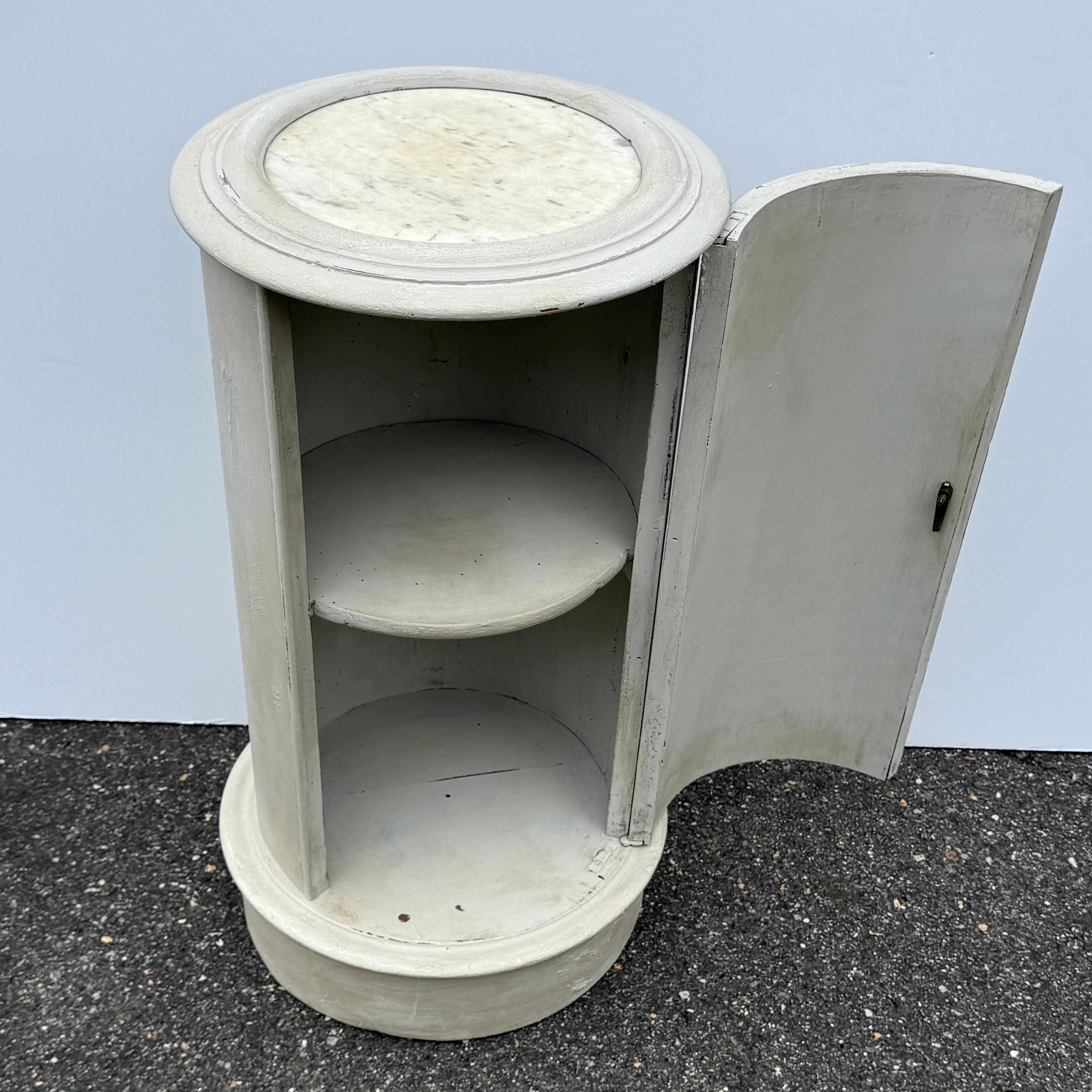 Hand-Crafted 19th Century Painted Wood and Marble Pedestal Stand Gustavian Style For Sale