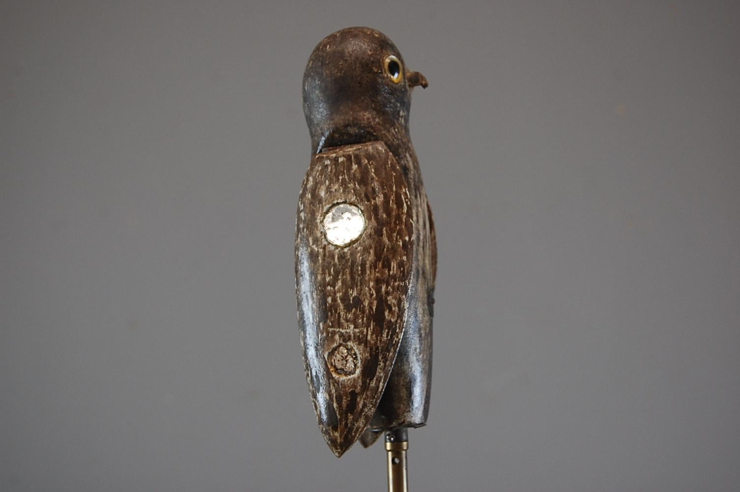 19th Century Painted Wood Owl Decoy 2