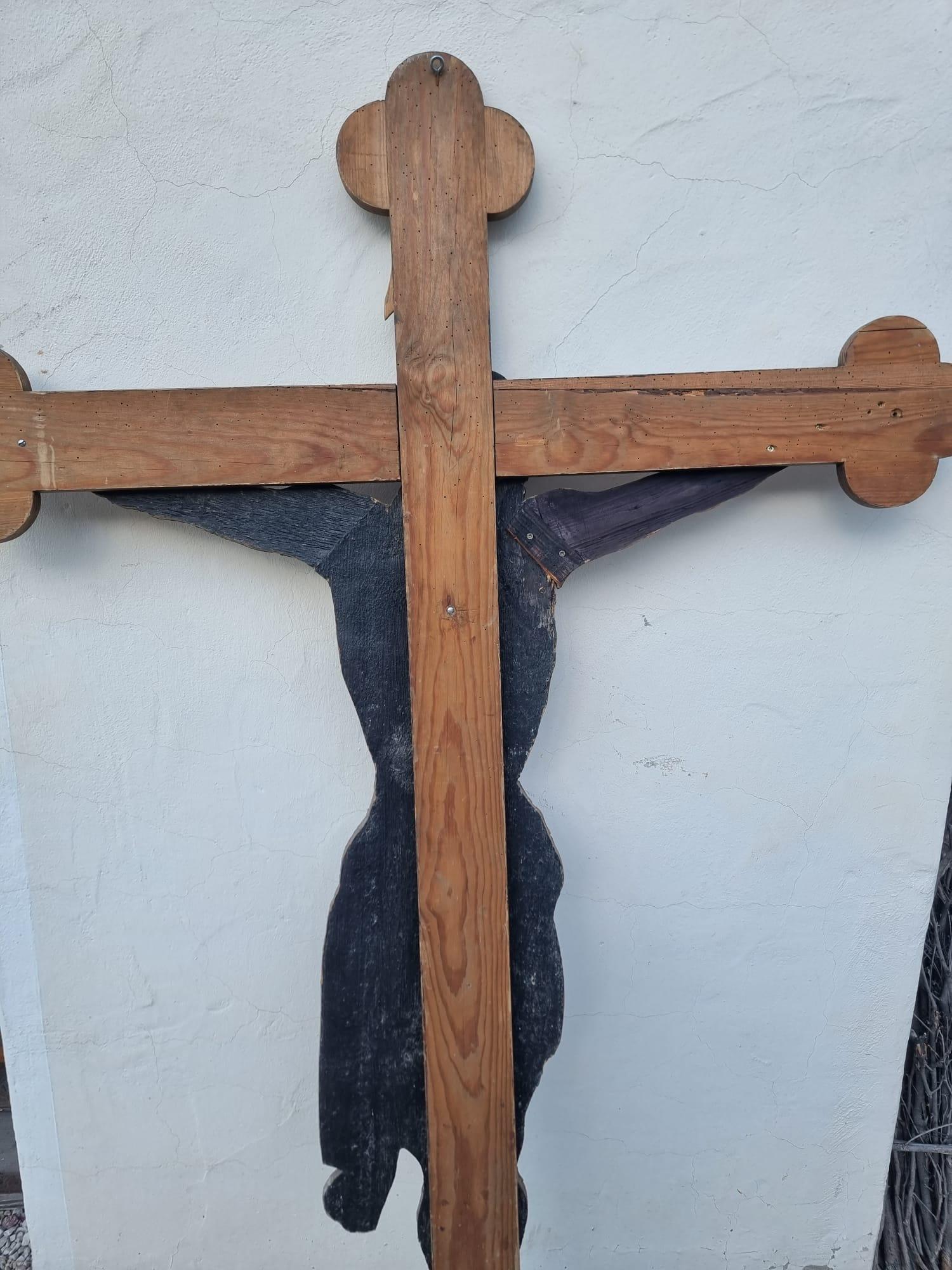 Italian 19th century painted wooden crucifix For Sale