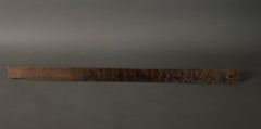19th-century painted wooden ruler with decoration of men and horses, fencing and