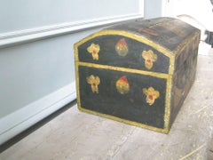19th Century Painted Wooden Wedding Box Folk Art