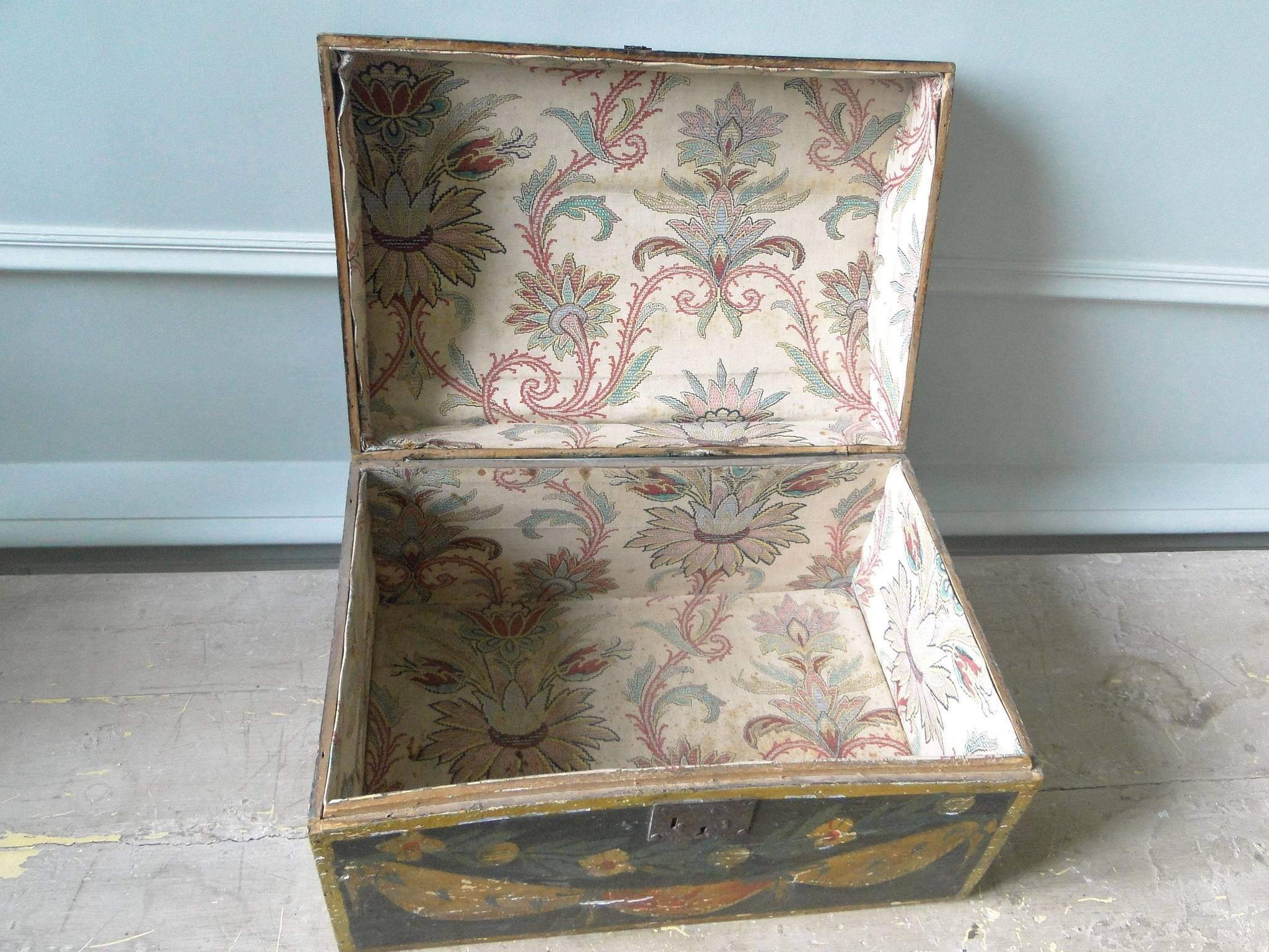 19th Century Painted Wooden Wedding Box Folk Art For Sale 1