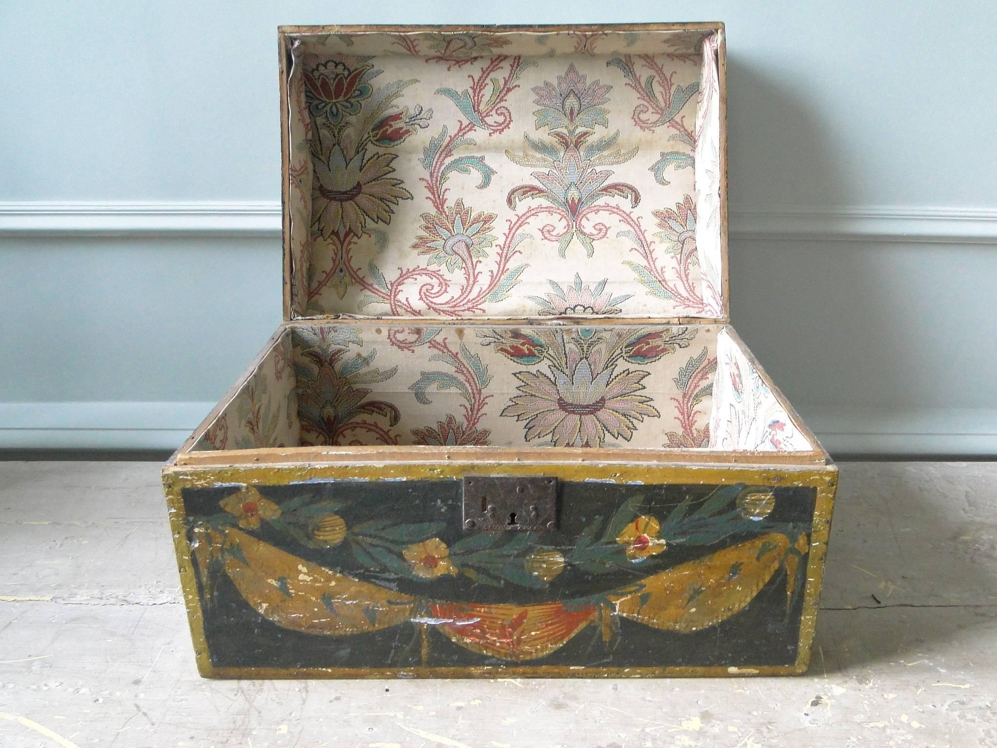 19th Century Painted Wooden Wedding Box Folk Art For Sale 2
