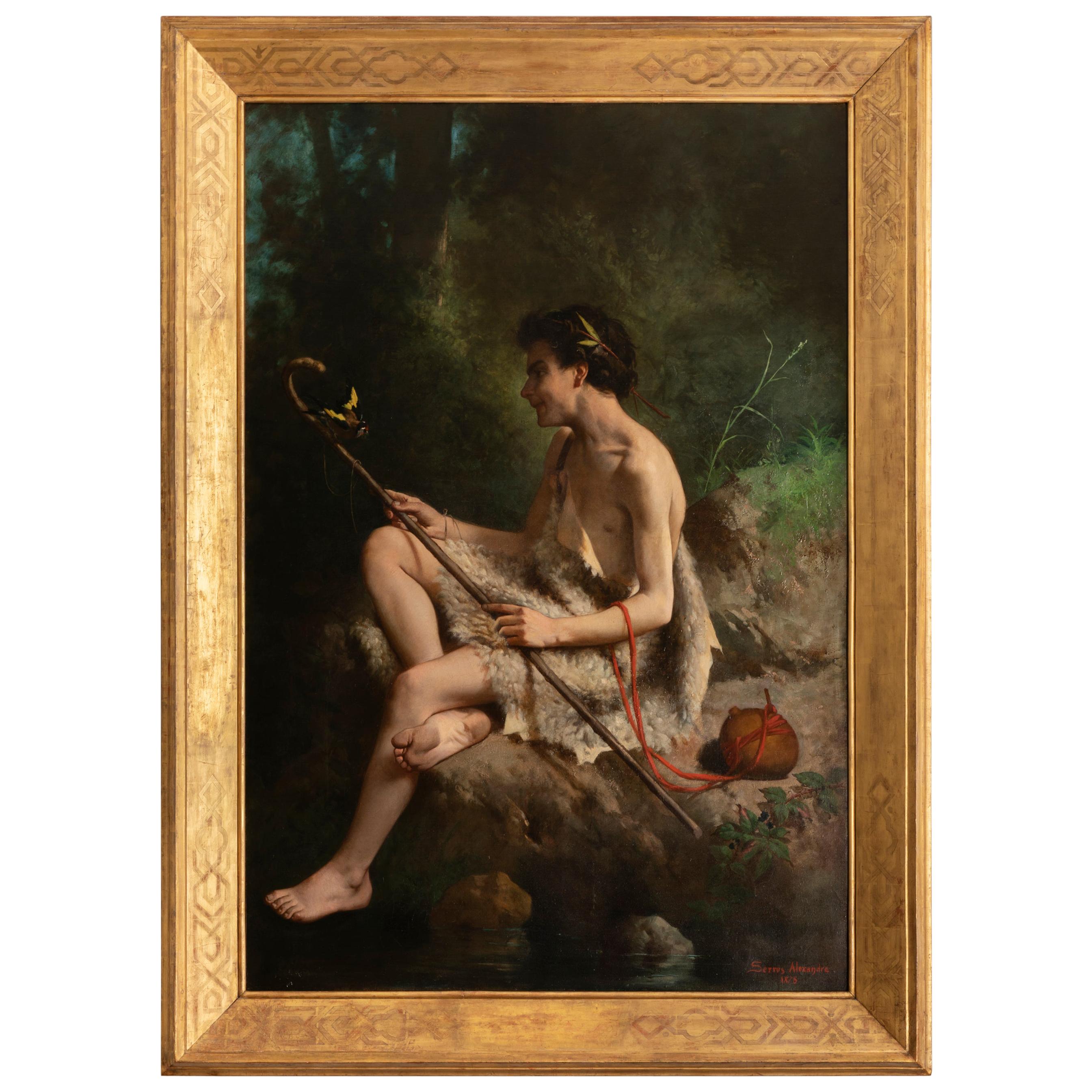 19th Century Painting Alexandre Serres, Une Idylle For Sale