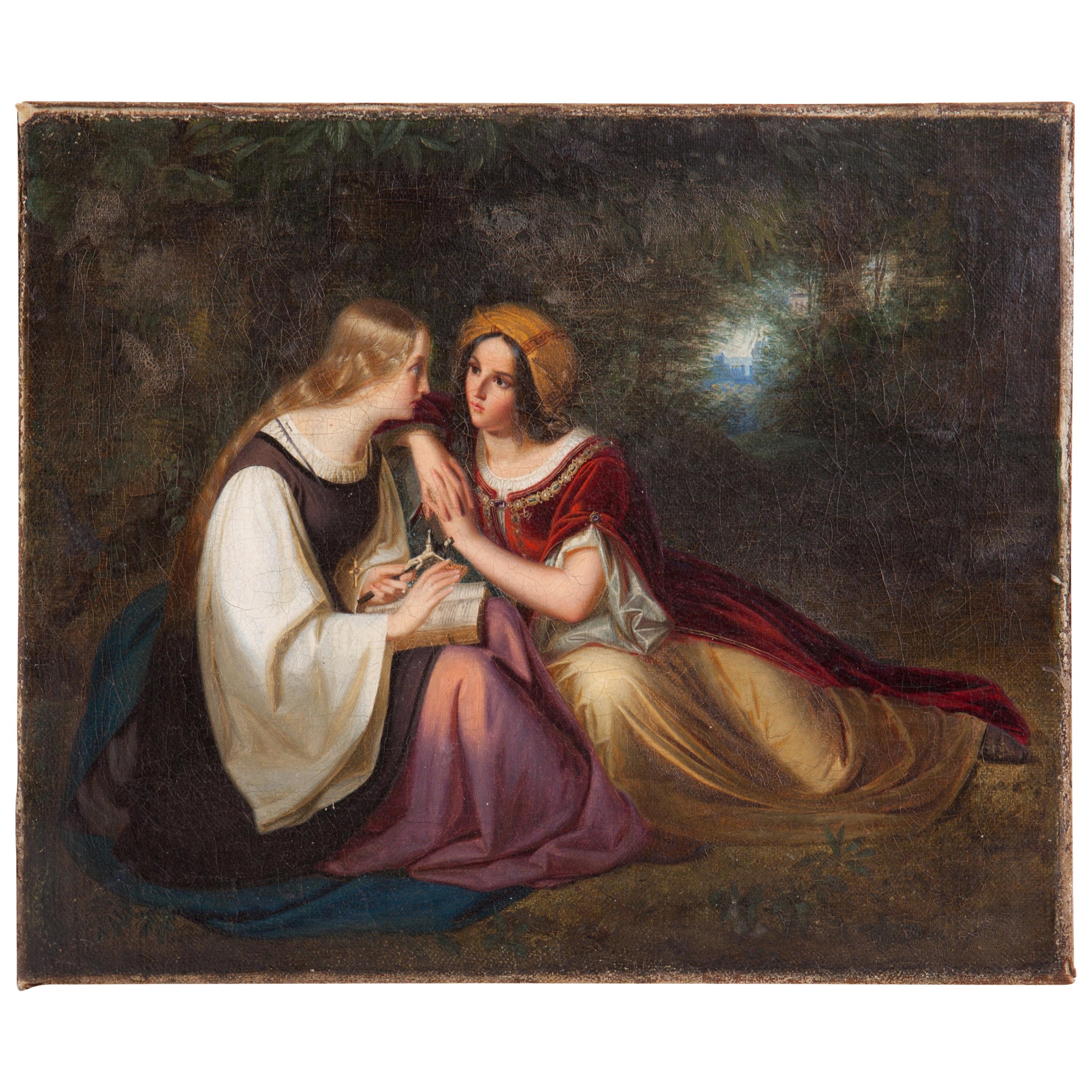 tableau du 19e siècle de Francis Philip Stephanoff représentant des jeunes filles pieuses en vente