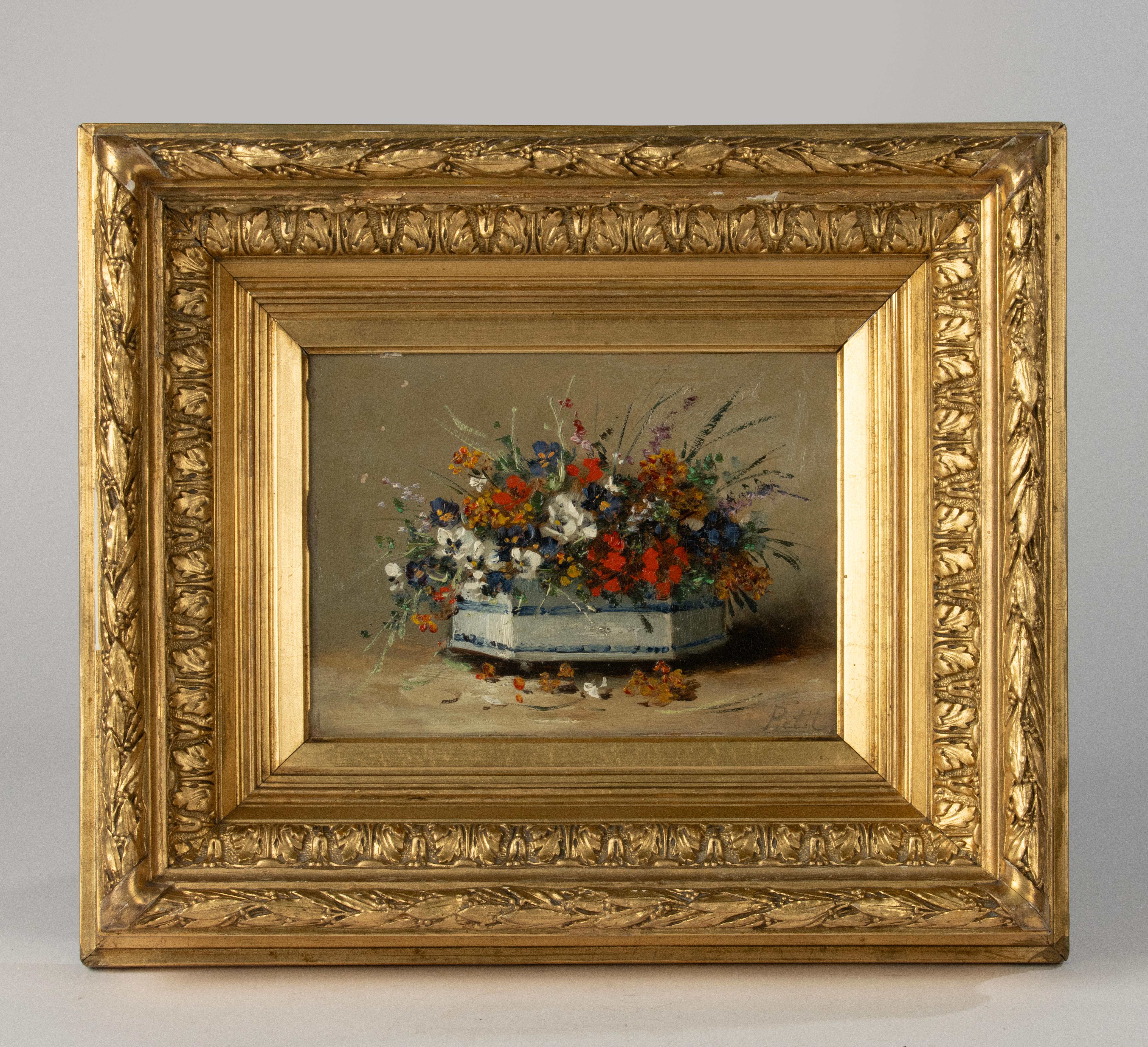 Pittura del XIX secolo - Eugène Petit - Olio su pannello - Natura morta di fiori in vendita 5